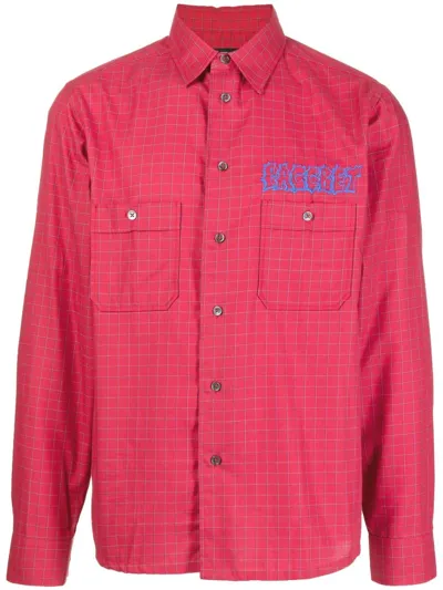 Paccbet Check-pattern Logo-print Shirt In Rosso