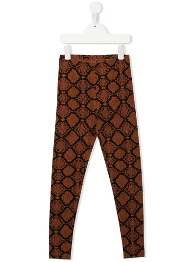 Mini Rodini Kids' All-over Snake-print Leggings In Brown