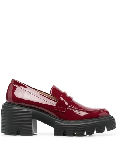 Stuart Weitzman Soho Mid-heel Loafers In Red