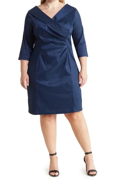 Alex Evenings Sheath Cocktail Dress In Navy