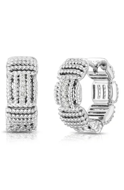 Roberto Coin Opera Diamond Hoop Earrings In White