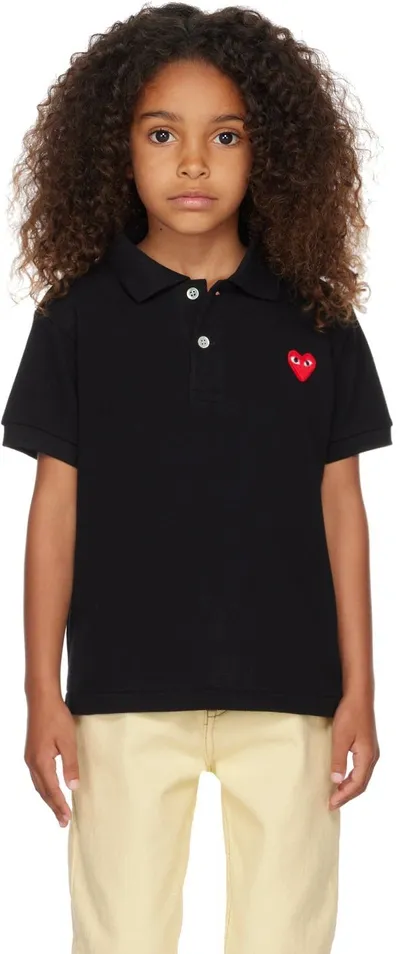 Comme Des Garçons Play Kids Black Heart Patch Polo In 1 Black