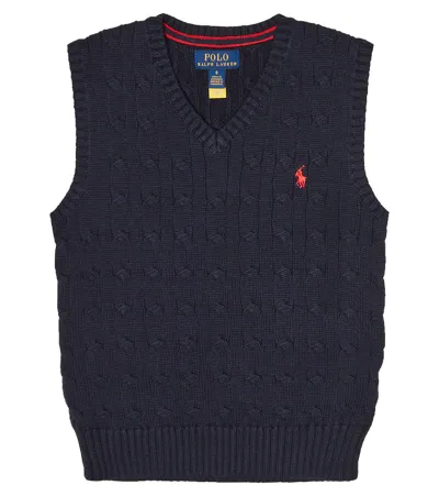 Polo Ralph Lauren Kids' Cable-knit Cotton Sweater Vest In Rl Navy