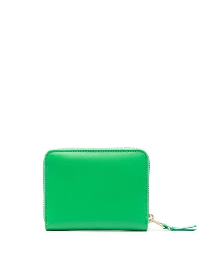 Comme Des Garçons Leather Zipped Wallet In Green