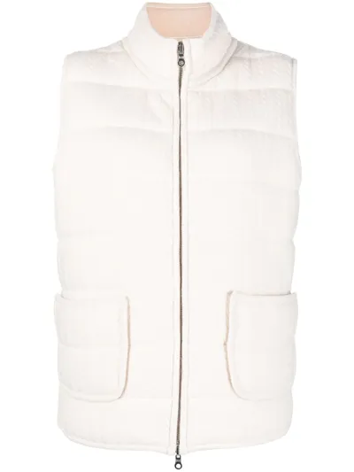 Arch 4 Textured-knit Padded Gilet Jacket In Neutrals