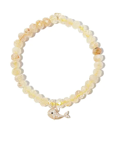 Sydney Evan 14k Yellow Gold Whale Quartz Diamond Beaded Bracelet