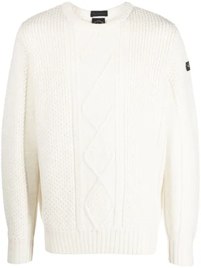 Paul & Shark Cable-knit Long-sleeved Jumper In White