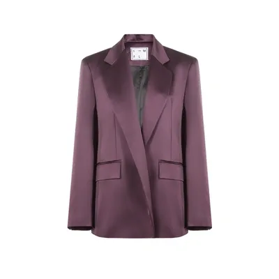 In The Mood For Love Lycia Oversized Satin Blazer In Aubergine