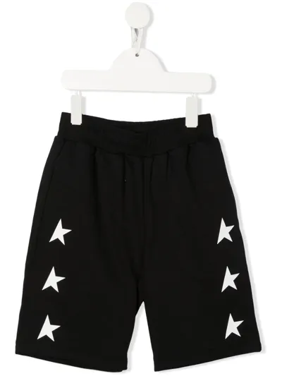 Golden Goose Kids' Logo-print Wide-leg Shorts In Black,white