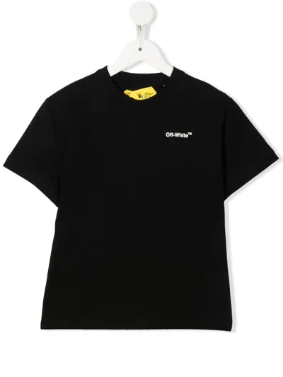 Off-white Kids' Off White Cotton T-shirt With Back Print In Black White