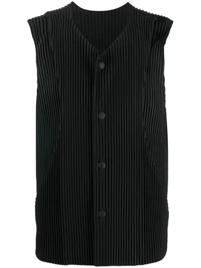 Issey Miyake Homme Plissé  Pleated Vest In Black