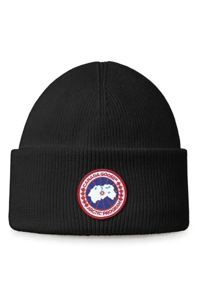 Canada Goose Kids' Wool Logo Beanie In Black