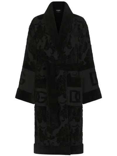 Dolce & Gabbana Long Sleeve Bathrobe In Black