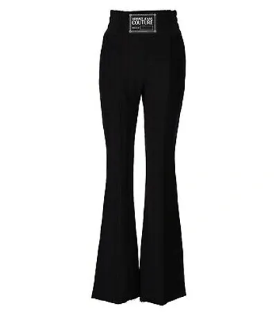 Pre-owned Versace Jeans Couture Heavy Basic Schwarze Flare Hose Damen