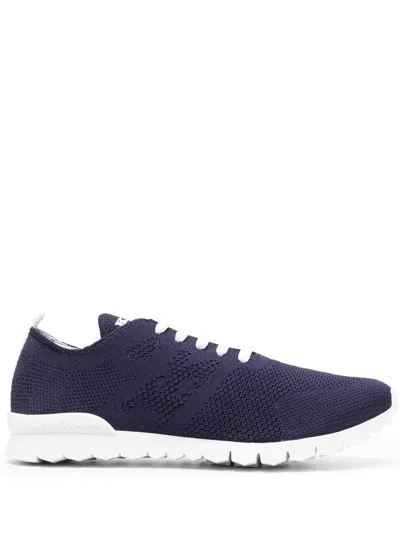 Kiton Embroidered Logo Low-top Sneakers In Navy