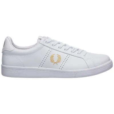 Pre-owned Fred Perry Sneaker Herren B721 B8321 Leder Logo Bianco Schuhe Laufschuhe