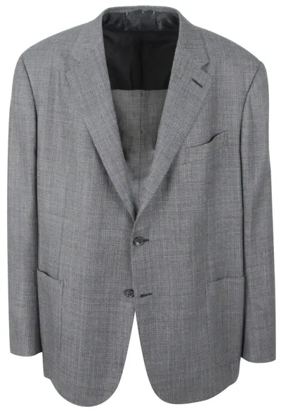 Pre-owned Brioni Herren Sakko Blazer Jacke Jackett Aus Wolle, Seide & Leinen Grau Grösse 60