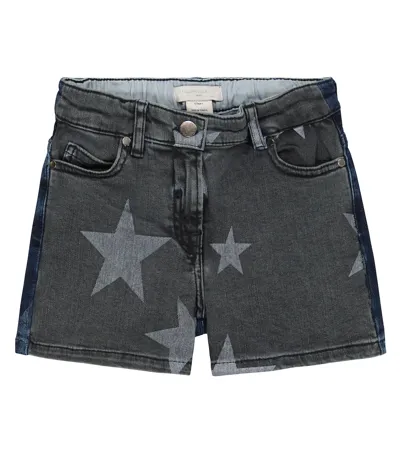 Stella Mccartney Kids' Star Print Cotton Denim Shorts In Multicolor