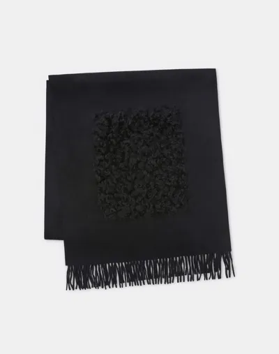 Lafayette 148 Cashmere Shearling Pocket Shawl In Black