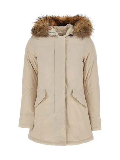 Woolrich Luxury Arctic Raccoon Parka In Nude & Neutrals