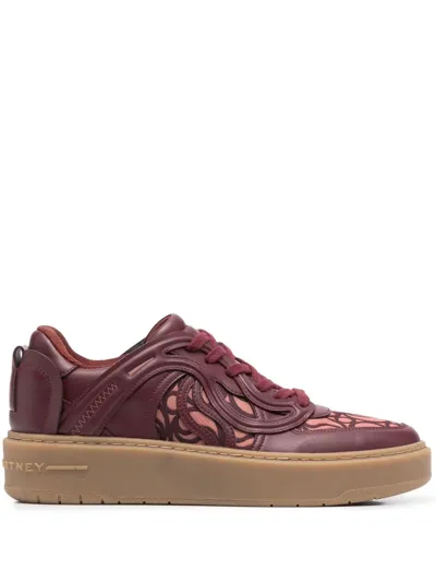 Stella Mccartney Panelled Lace-up Sneakers In Vino