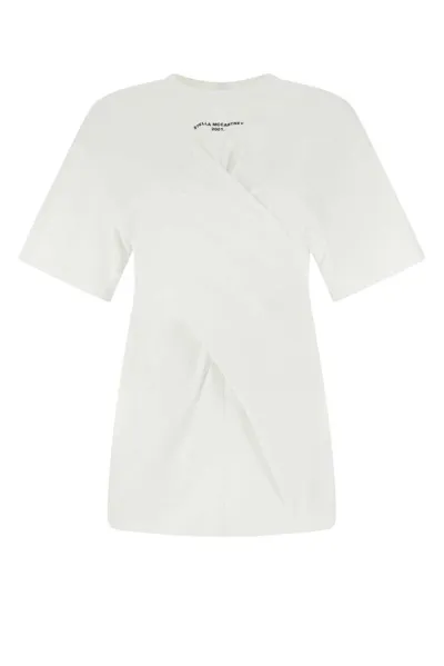 Stella Mccartney Twist Logo Printed Crewneck T-shirt In White