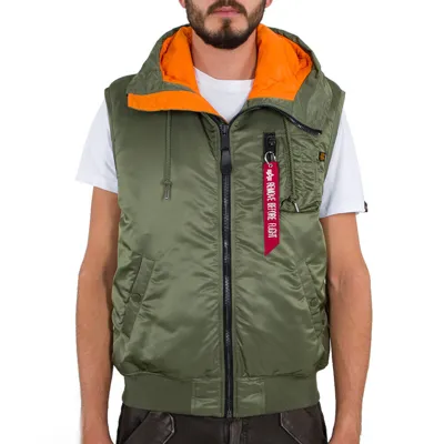 Pre-owned Alpha Industries Hooded Ma-1 Vest Sage Green