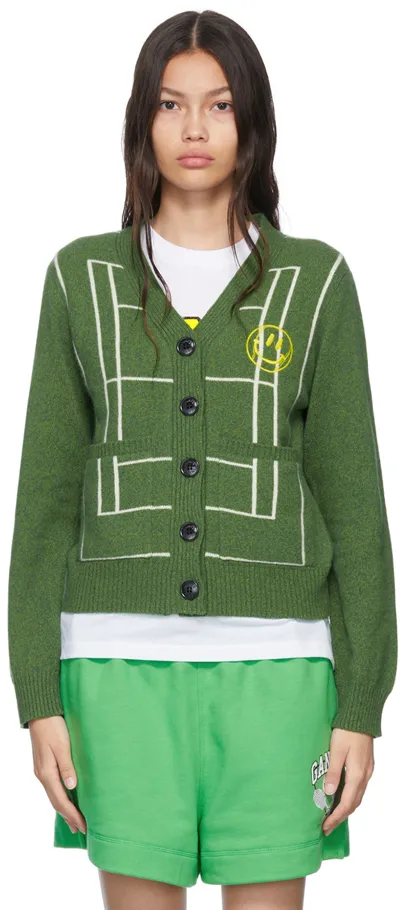 Ganni Ssense Exclusive Green Wool Cardigan In Kelly Green