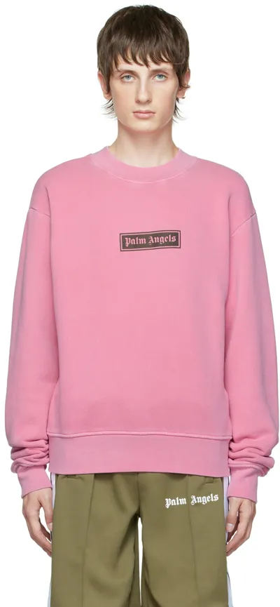 Palm Angels Box Logo-embossed Cotton-jersey Sweatshirt In Fuchsia,black