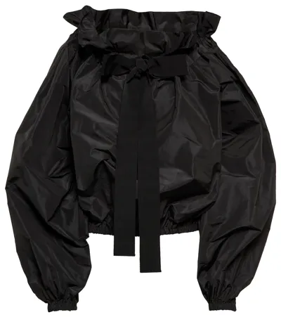 Patou Ruffled Collar Voluminous Faille Blouse In Black