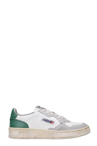 Autry White/green Vintage Leather Medalist Sneakers