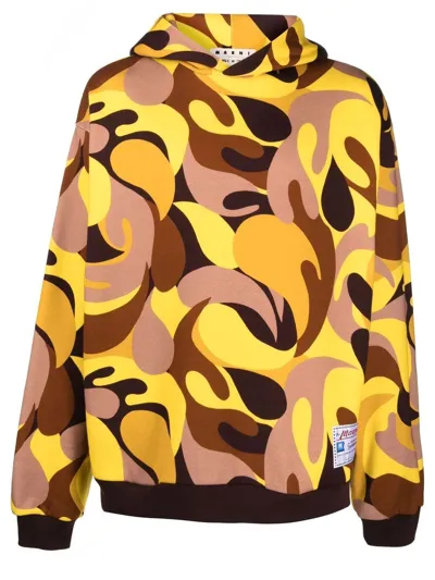 Marni Abstract Camouflage-print Hoodie In Multi