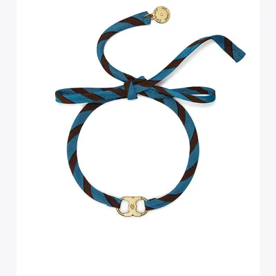 Tory Burch Embrace Ambition Wrap Bracelet In Tory Gold / Blue / Brown