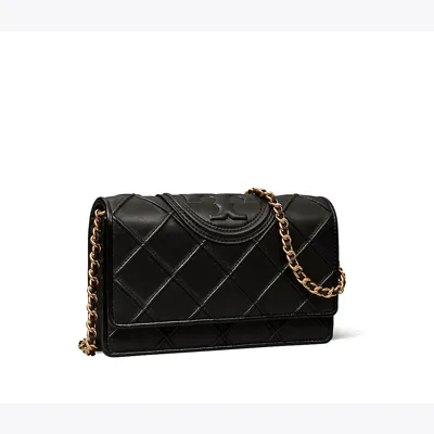 Tory Burch Fleming Soft Chain Wallet In Black