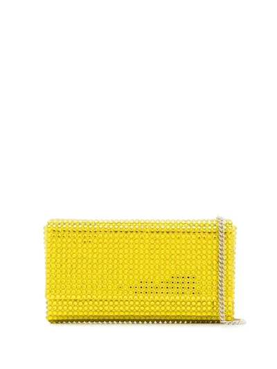 Amina Muaddi Mini Paloma Crystal-embellished Clutch Bag In Golden Yellow