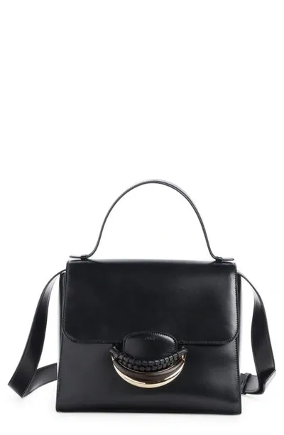 Chloé Kattie Embellished Leather Shoulder Bag In Schwarz