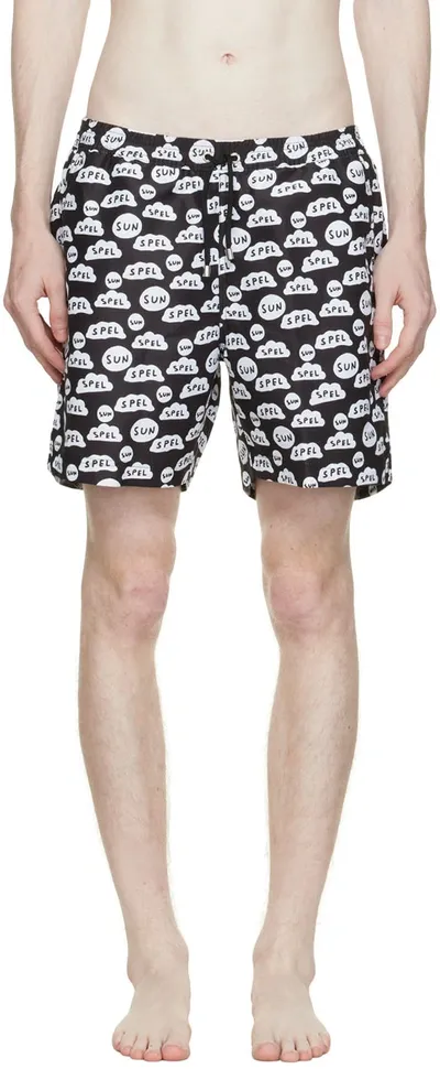 Sunspel Ssense Exclusive Black Swim Shorts In Bkaz Black Ds Sun &