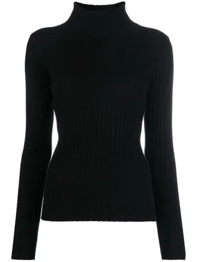 Allude Roll-neck Cashmere Jumper In Black