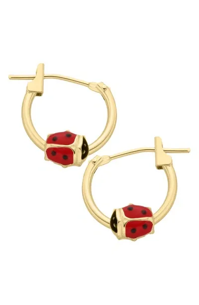 Mignonette Kids' 14k Gold Ladybug Hoop Earrings