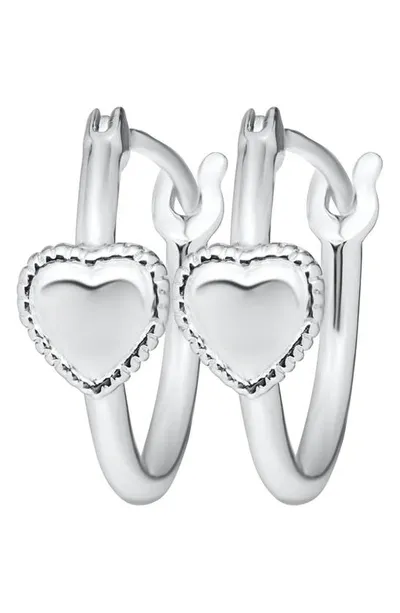 Mignonette Kids' Sterling Silver Heart Hoop Earrings