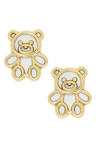 Mignonette Kids' 14k Gold Teddy Bear Stud Earrings