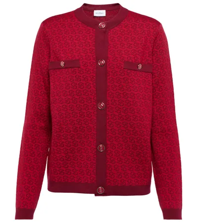 Ferragamo Gancio S Wool Cardigan In Rot