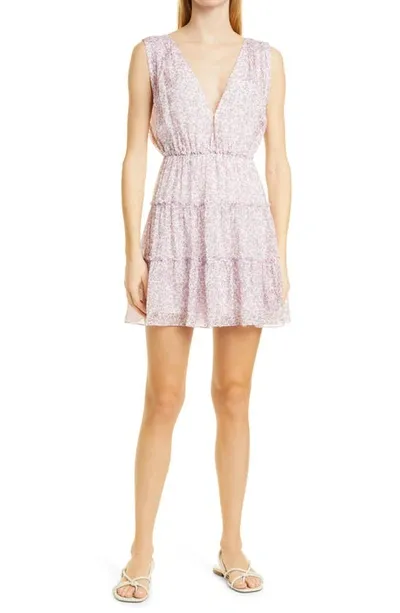 Cami Nyc Egle Tiered Floral Silk Minidress In Purple