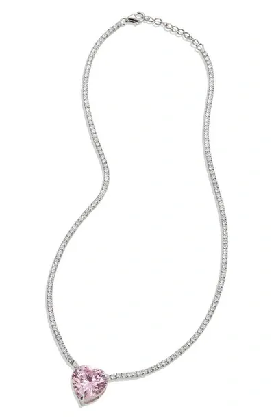 Savvy Cie Jewels Sterling Silver & Lab Sapphire Tennis Necklace In Pink