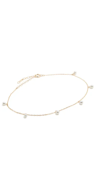 Mizuki 14-karat Gold Pearl Anklet