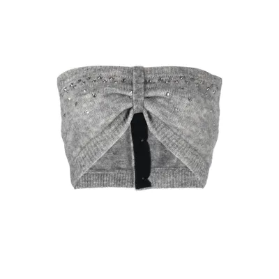 Alessandra Rich Grey Embellished Bandeau Top