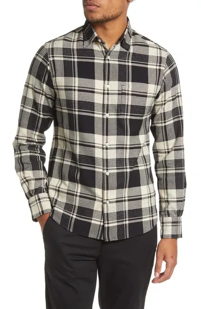 Officine Generale Giacomo Plaid Cotton Twill Button-up Shirt In Black/ecru