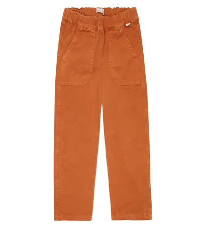 Il Gufo Kids' Cotton Gabardine Pants In Copper