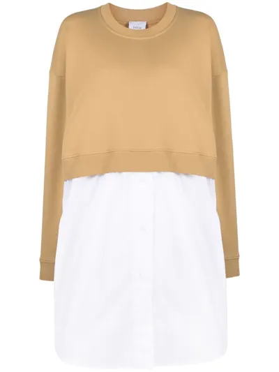 Patou Mixed Media Sweatshirt Dress In Biscuit