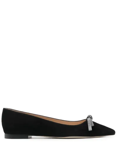 Stuart Weitzman Sue Bow-detail 10mm Ballerinas In Black